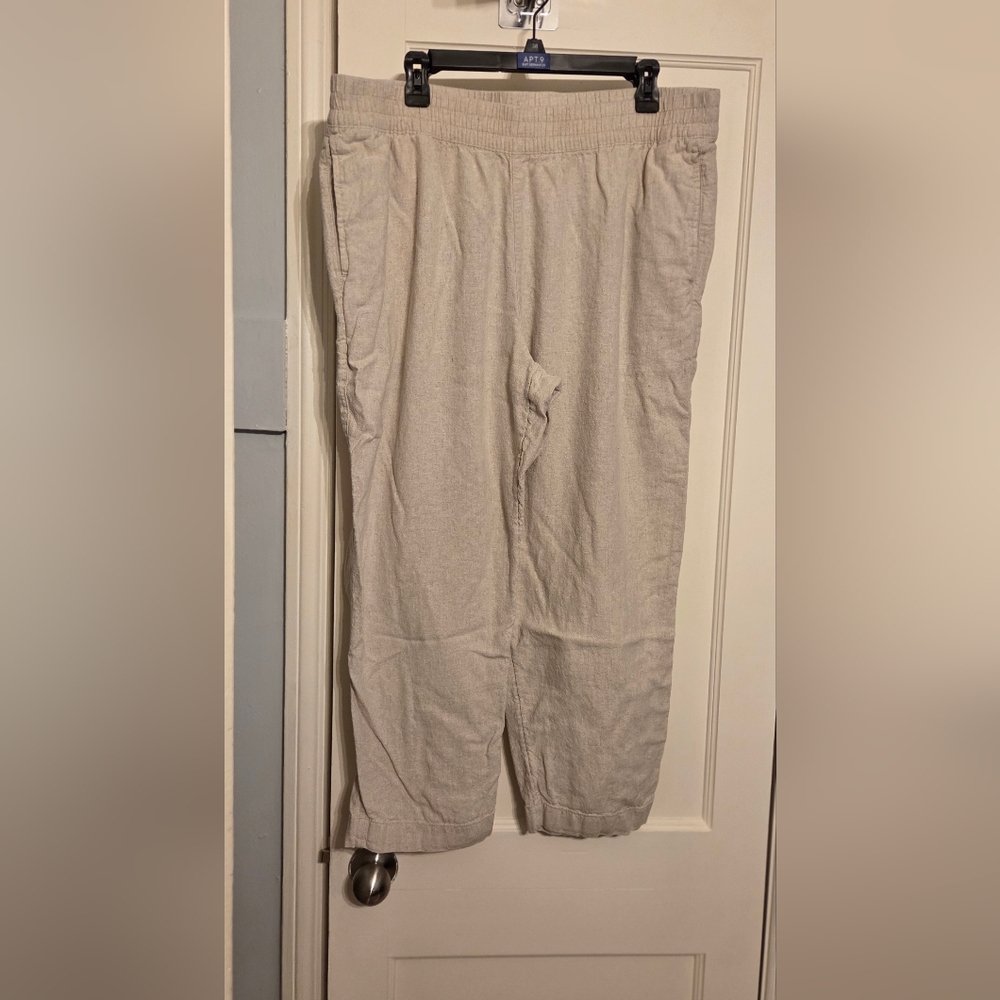 Light Beige Women's Linen-Blend Pants